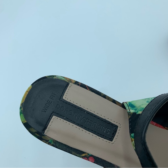 Dorothy Perkins Black Floral Sling Back Shoes Stiletto Heels Faux Leather UK 7 - Picture 11 of 13